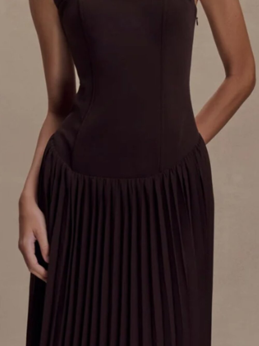 Meshki XS Chocolate Brown Maxi Halter Dress